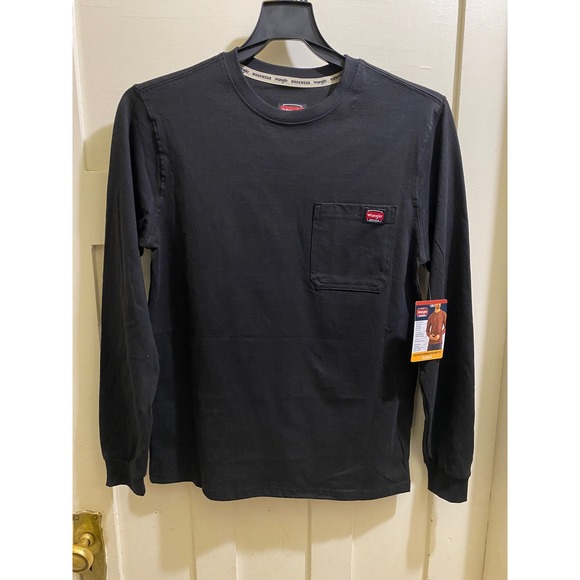 Wrangler Other - Wrangler Workwear Mens Long Sleeve Pocket T-Shirt Black Heavyweight RelaxedFit S